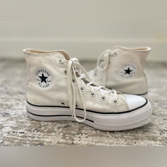Converse Chuck Taylor All Star Lift High Top White Size 9 Womens Canvas - Picture 6 of 11